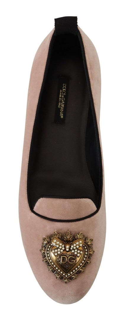 Chaussures Plates Dolce & Gabbana en Velours Rose (Mocassins)