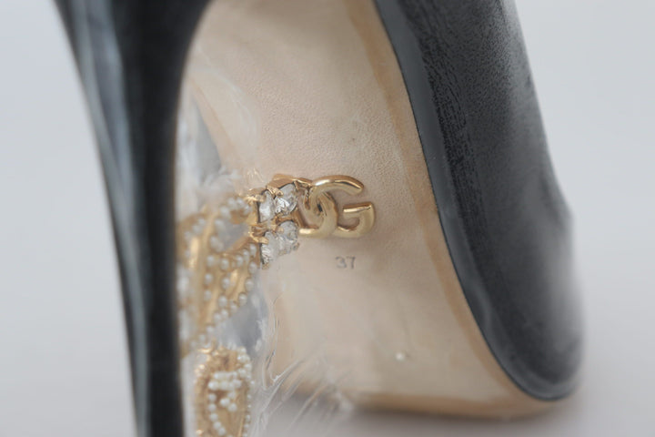 Escarpins en cuir noir Dolce & Gabbana Chaussures emballées sous plastique