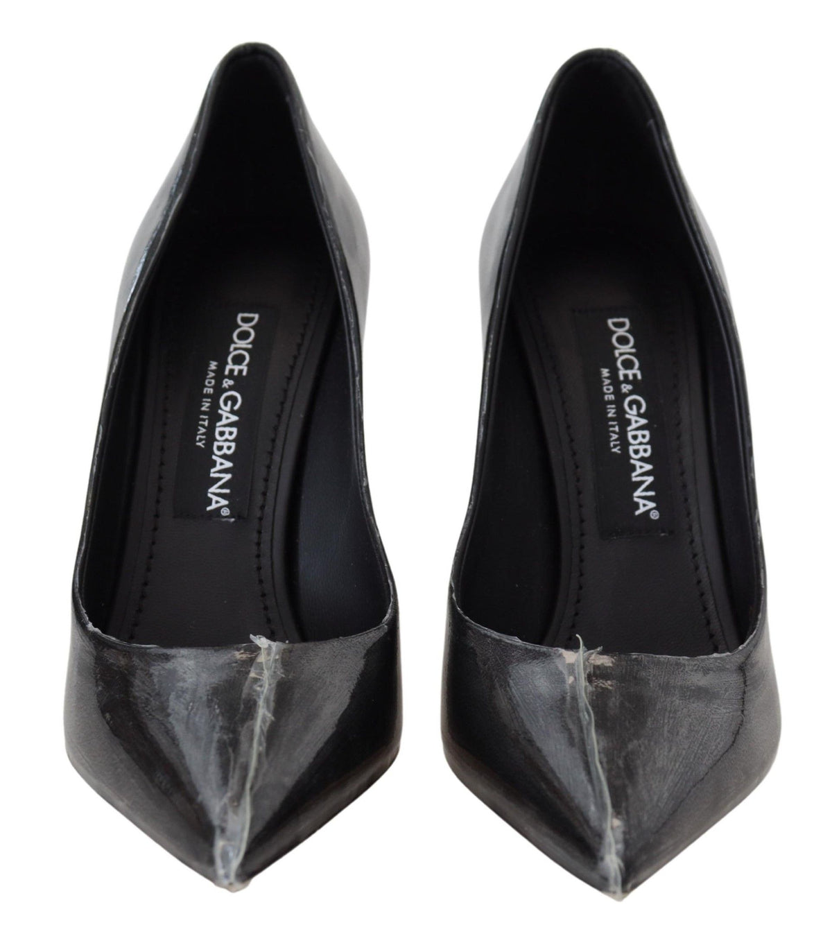 Zapatos de tacón Dolce & Gabbana de cuero negro envueltos en plástico