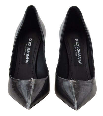 Zapatos de tacón Dolce & Gabbana de cuero negro envueltos en plástico
