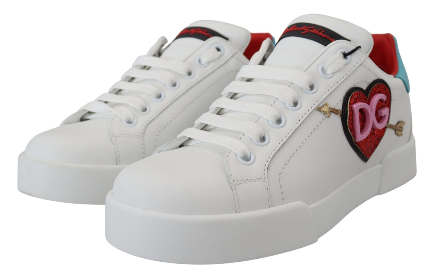 Baskets blanches en cuir Dolce & Gabbana Portofino Logo Cœur