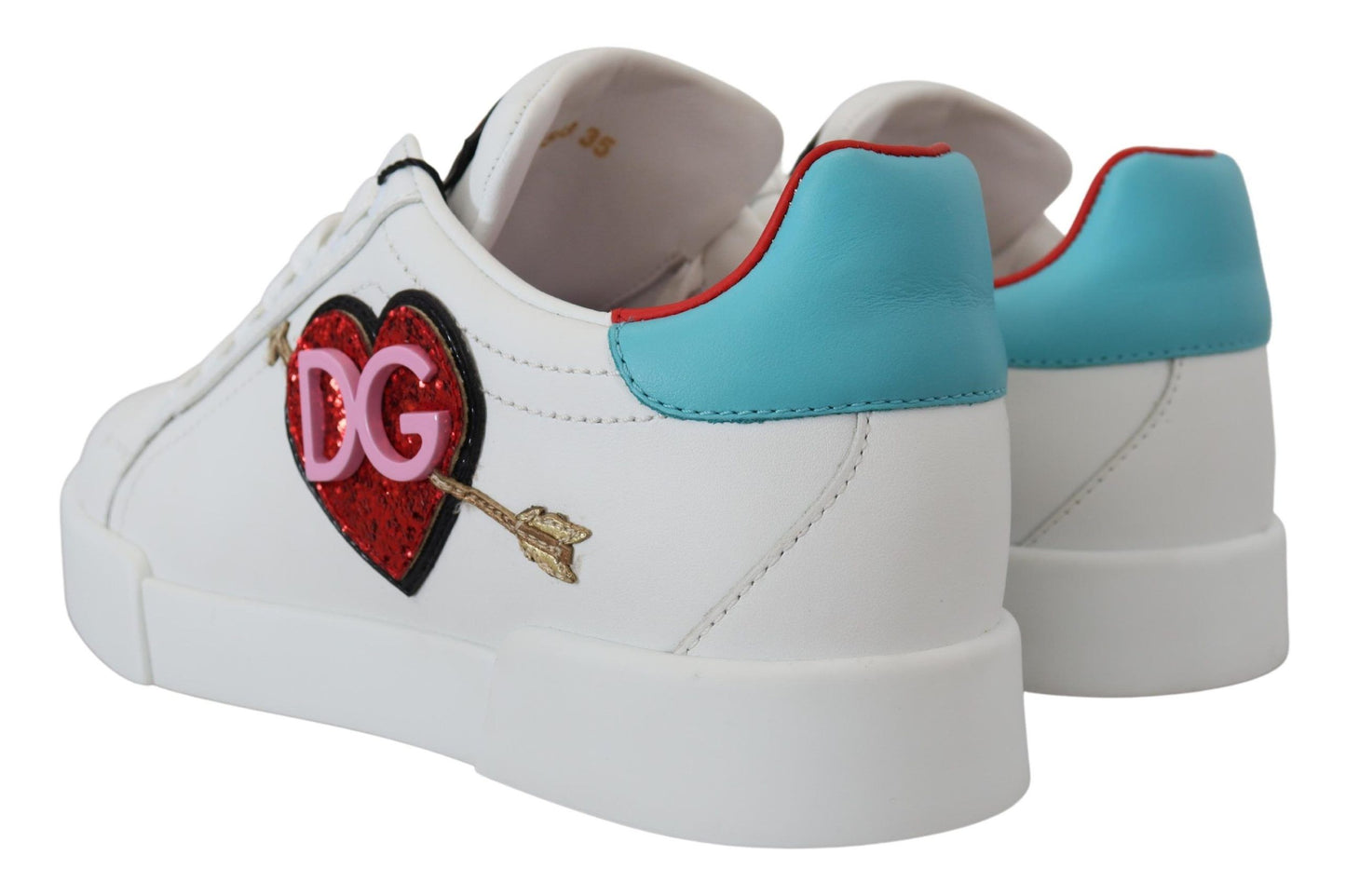 Baskets blanches en cuir Dolce & Gabbana Portofino Logo Cœur