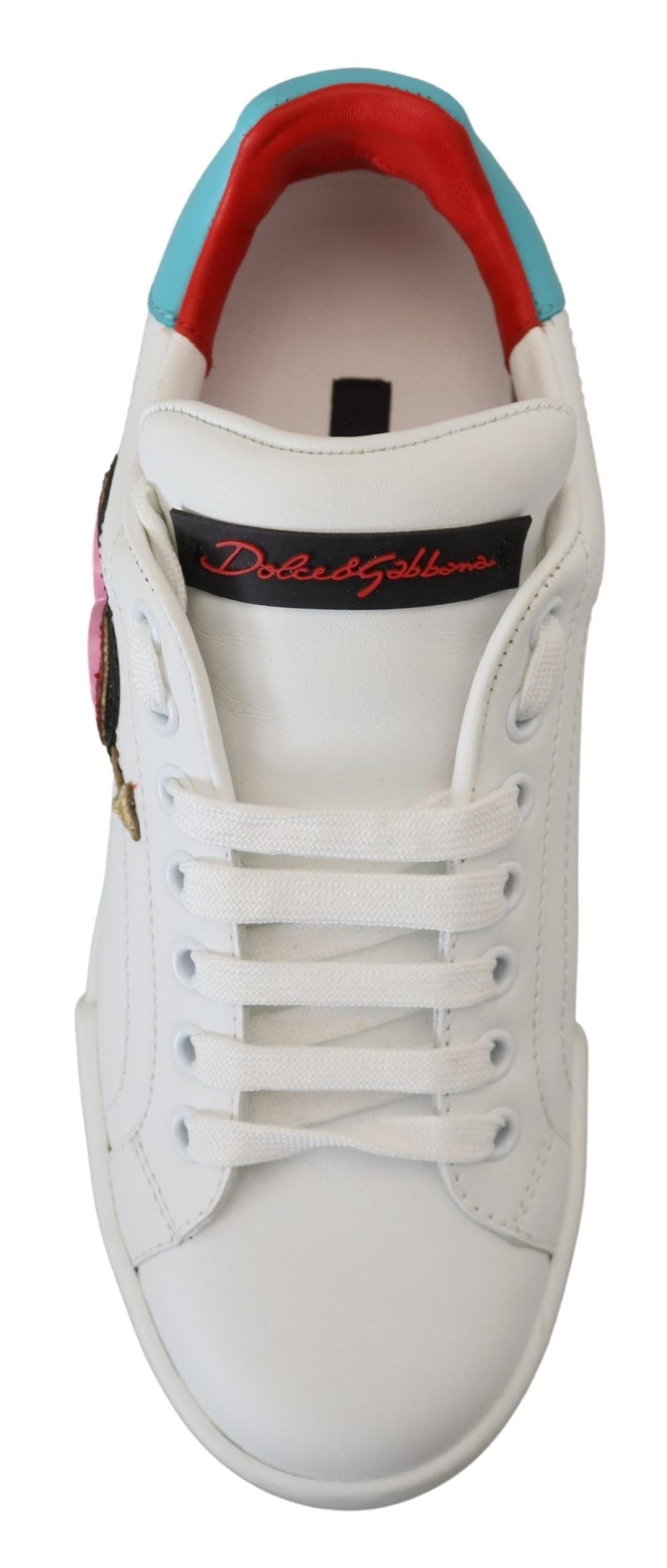 Baskets blanches en cuir Dolce & Gabbana Portofino Logo Cœur