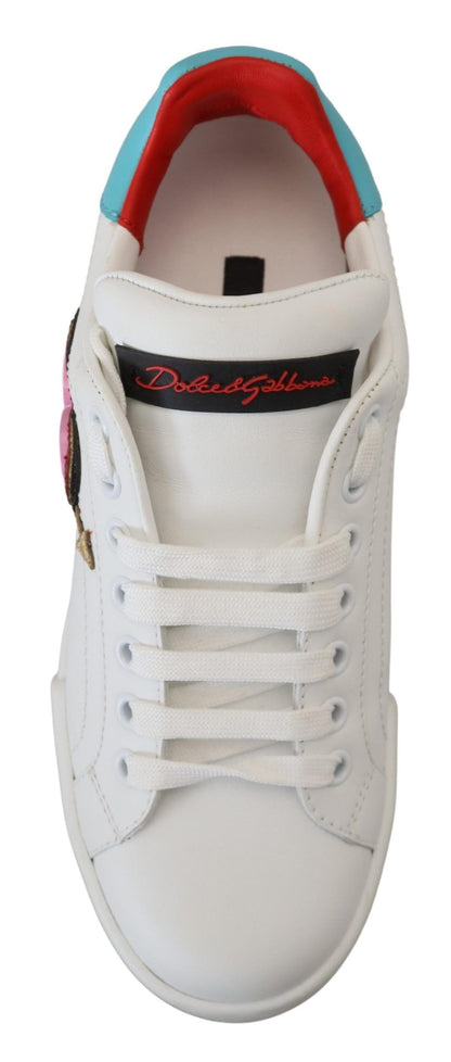 Baskets blanches en cuir Dolce & Gabbana Portofino Logo Cœur