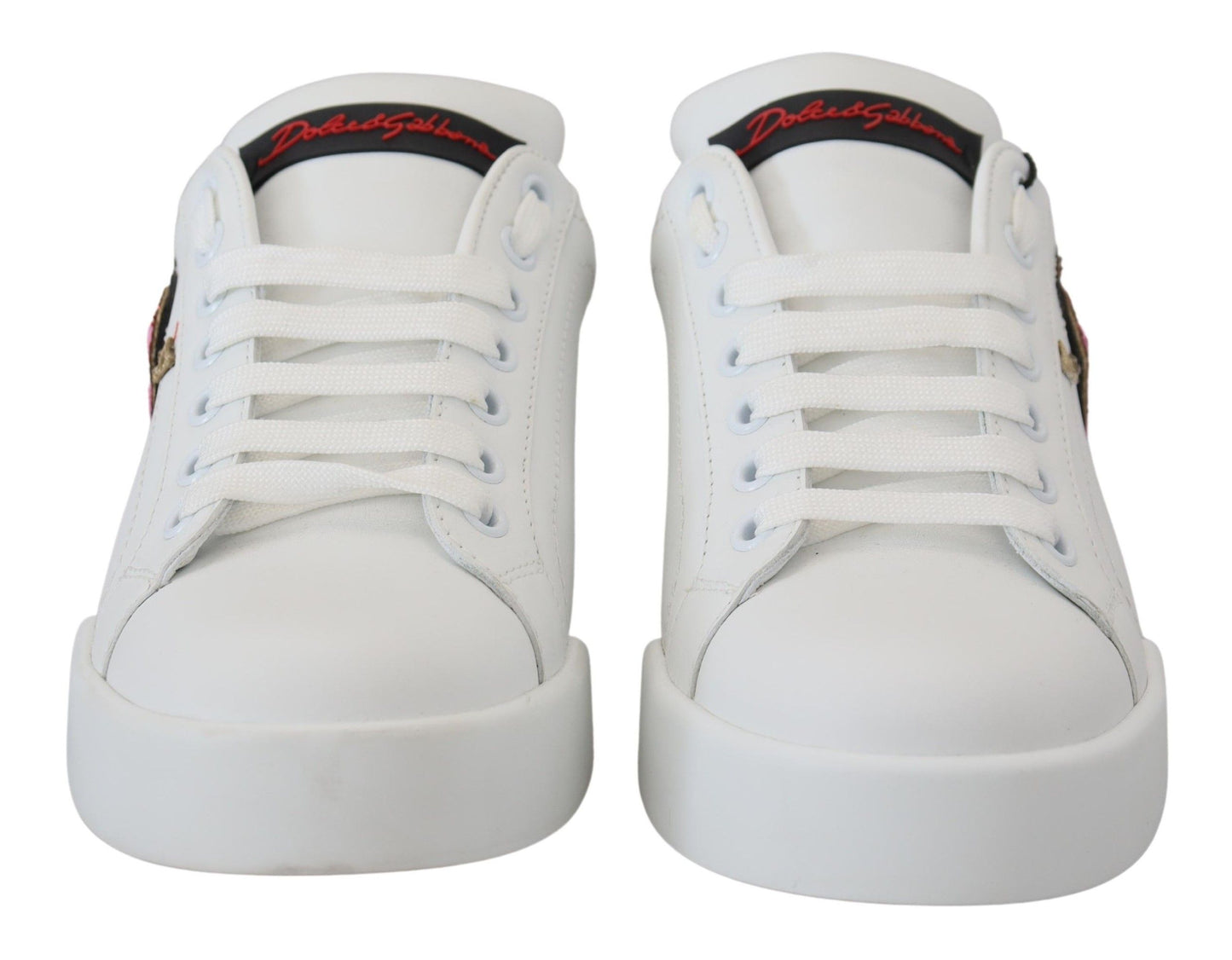 Baskets blanches en cuir Dolce & Gabbana Portofino Logo Cœur