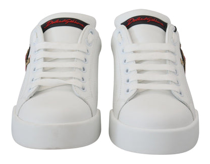 Baskets blanches en cuir Dolce & Gabbana Portofino Logo Cœur