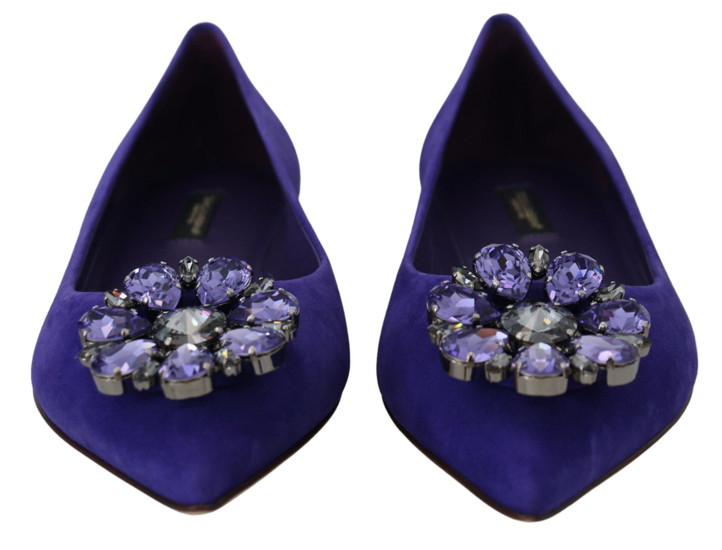 Chaussures plates mocassins en daim violet à cristaux Dolce & Gabbana