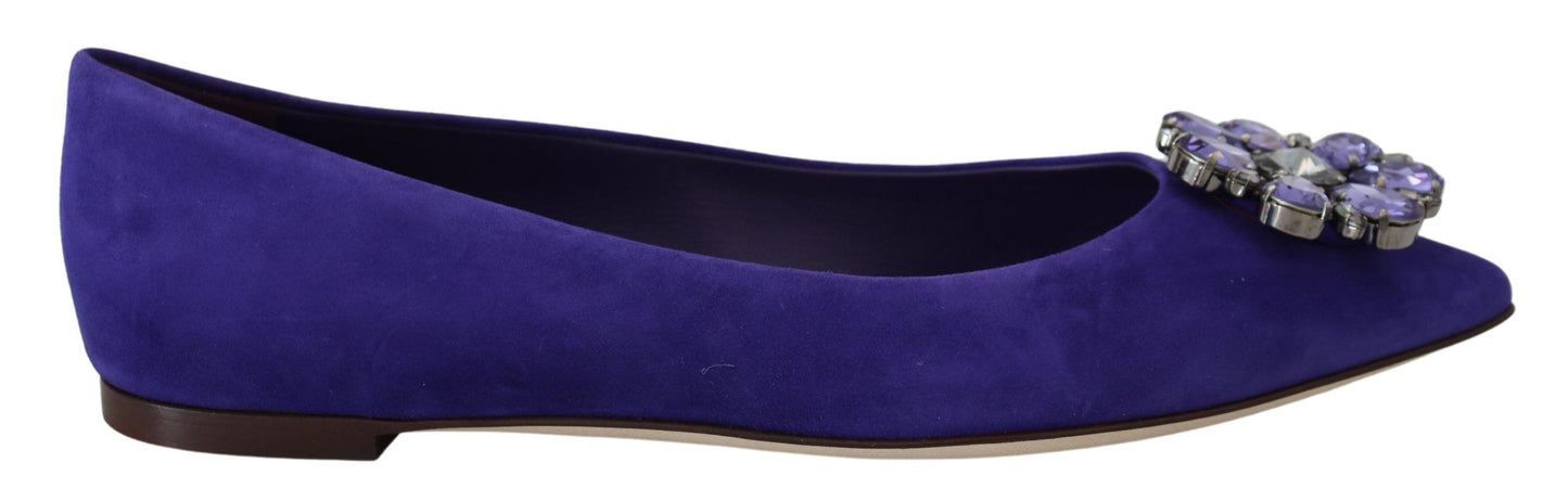 Chaussures plates mocassins en daim violet à cristaux Dolce & Gabbana