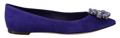 Chaussures plates mocassins en daim violet à cristaux Dolce & Gabbana