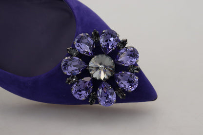 Chaussures plates mocassins en daim violet à cristaux Dolce & Gabbana