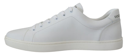 Chaussures Baskets Décontractées en Cuir Blanc DG Logo Dolce & Gabbana