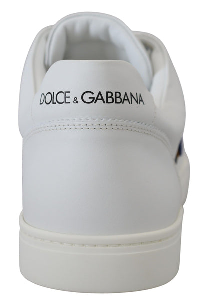 Chaussures Baskets Décontractées en Cuir Blanc DG Logo Dolce & Gabbana