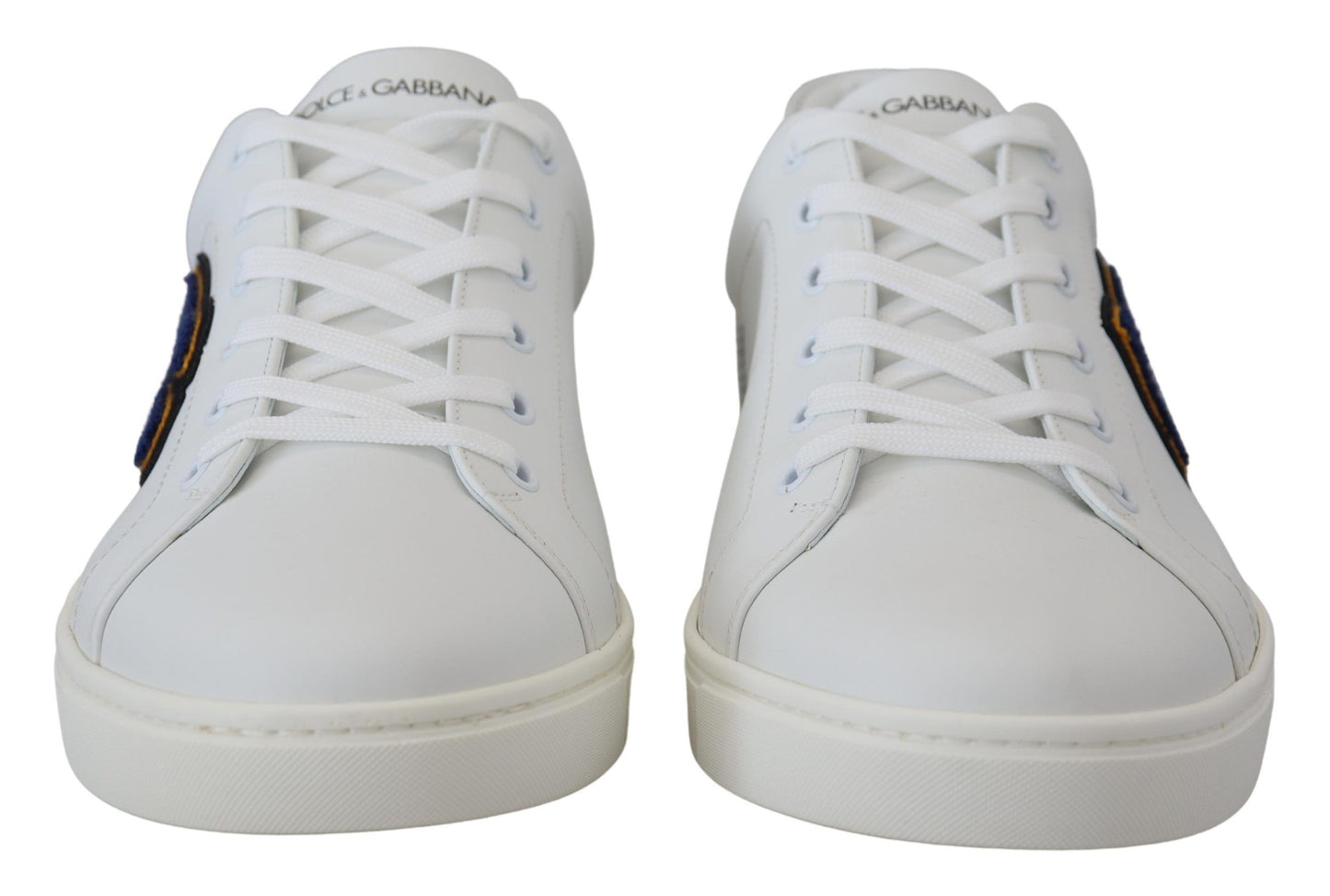 Chaussures Baskets Décontractées en Cuir Blanc DG Logo Dolce & Gabbana