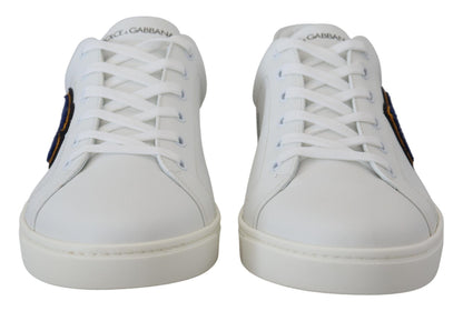Chaussures Baskets Décontractées en Cuir Blanc DG Logo Dolce & Gabbana