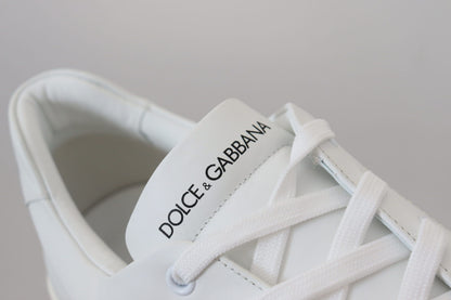 Chaussures Baskets Décontractées en Cuir Blanc DG Logo Dolce & Gabbana
