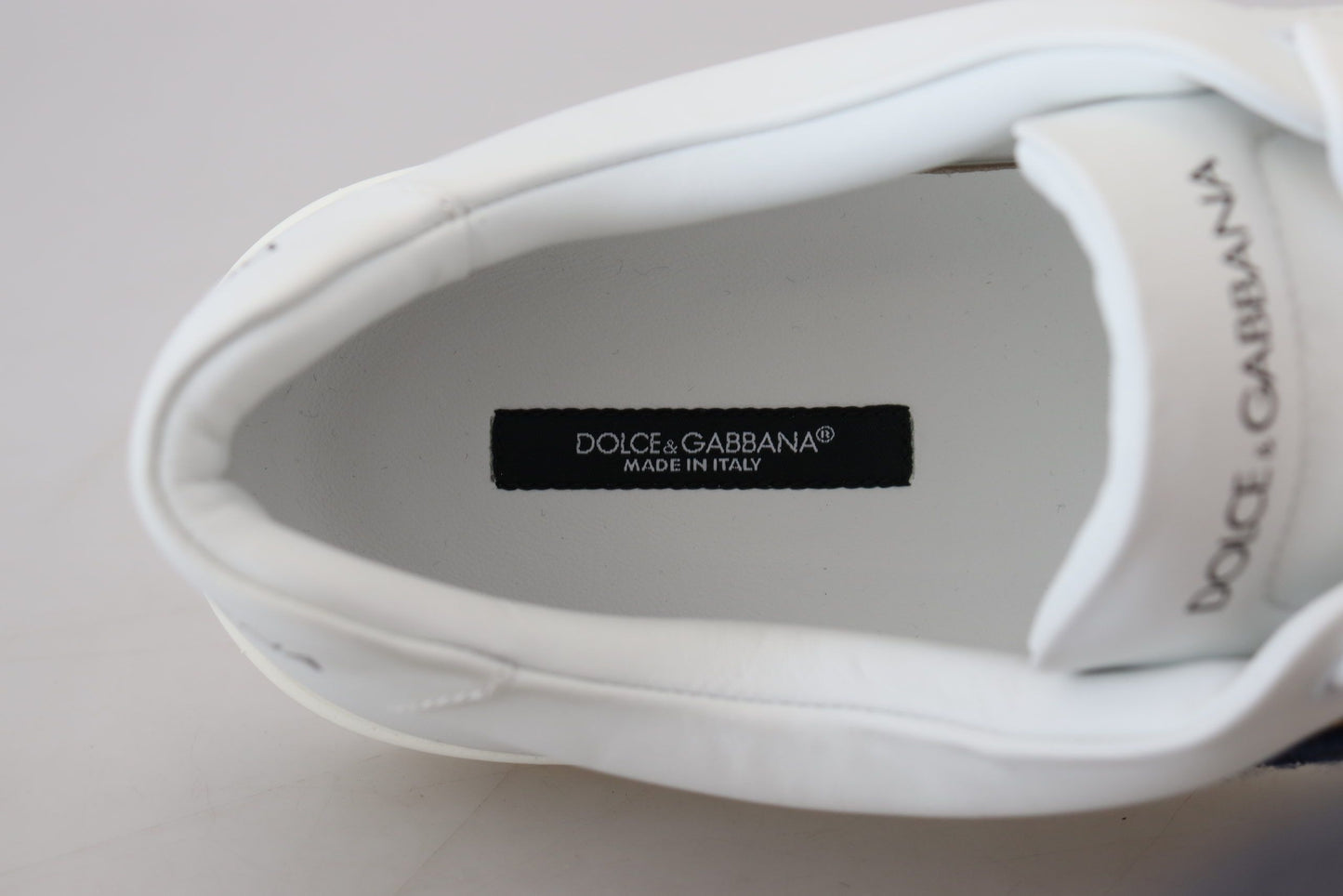 Chaussures Baskets Décontractées en Cuir Blanc DG Logo Dolce & Gabbana