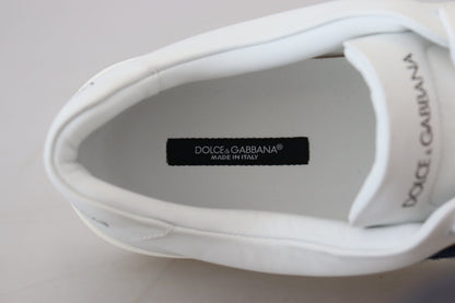 Chaussures Baskets Décontractées en Cuir Blanc DG Logo Dolce & Gabbana