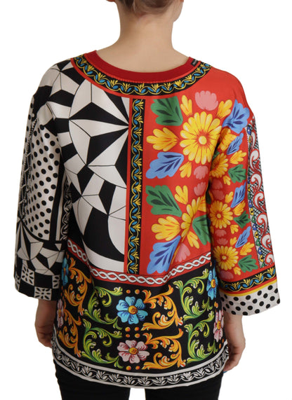 Chemisier ample Dolce & Gabbana à manches longues et imprimé baroque multicolore