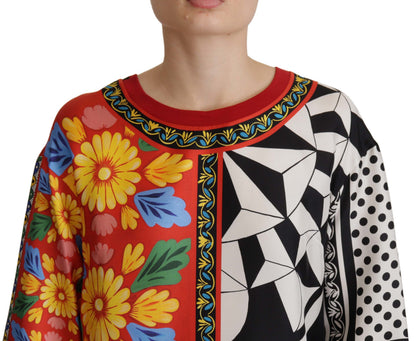 Chemisier ample Dolce & Gabbana à manches longues et imprimé baroque multicolore