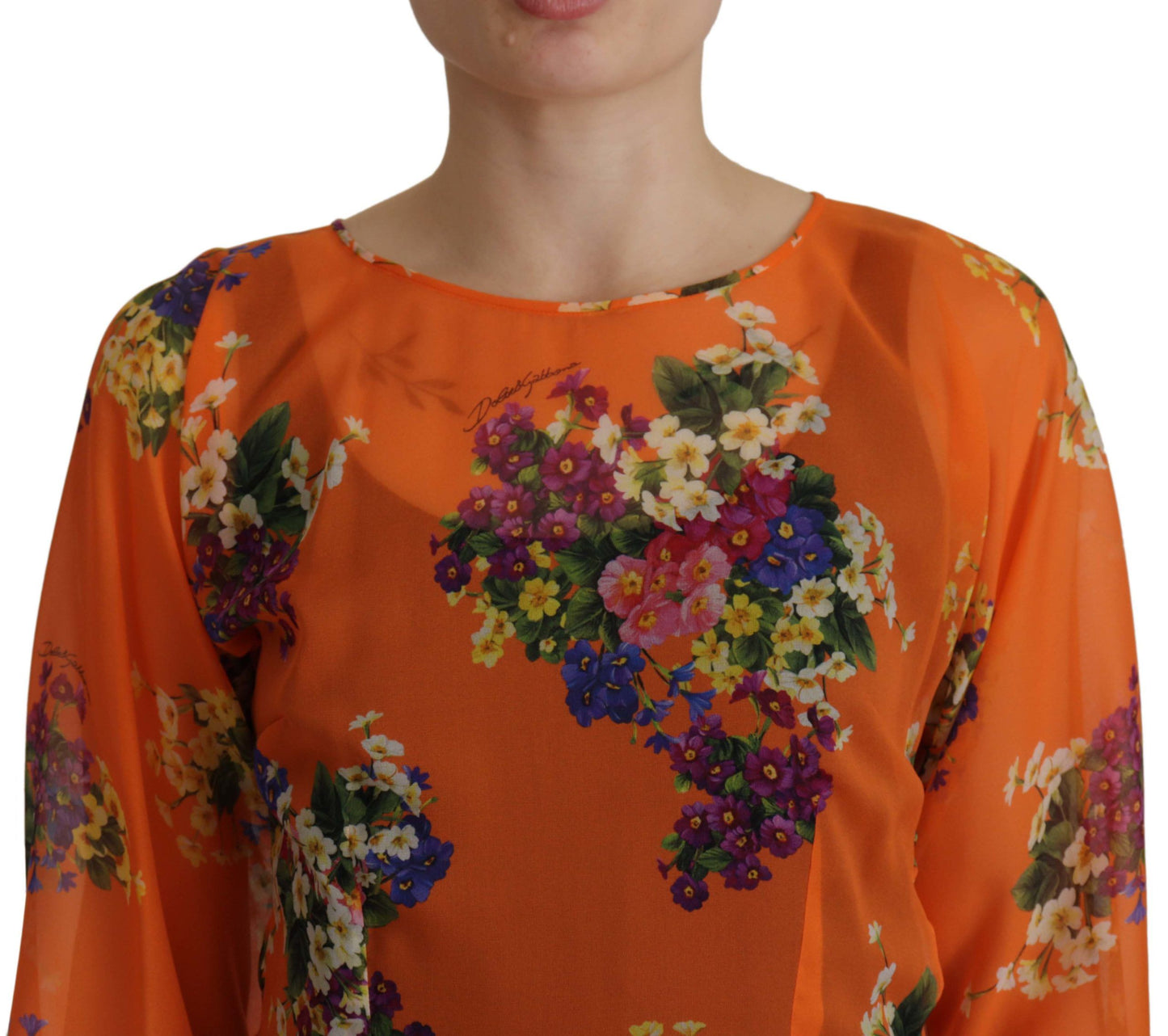 Chemisier Dolce & Gabbana à manches longues et imprimé floral orange