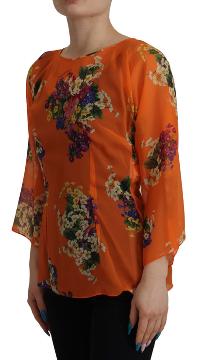 Chemisier Dolce & Gabbana à manches longues et imprimé floral orange
