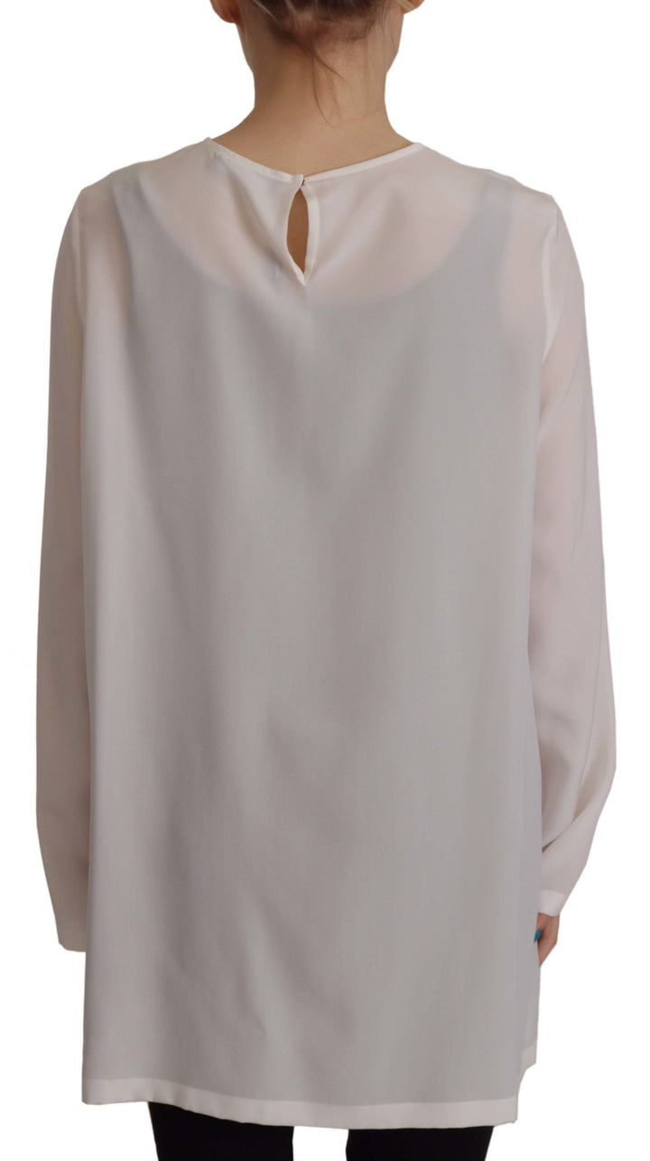 Blusa Dolce & Gabbana de seda blanca con logo DG bordado y mangas largas