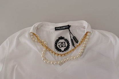 T-shirt col orné Dolce & Gabbana blanc