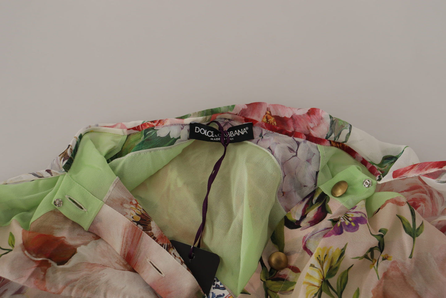 Chemisier Dolce & Gabbana multicolore à col lavallière, motif floral et patchwork