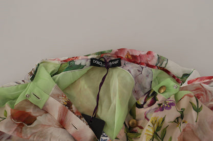 Chemisier Dolce & Gabbana multicolore à col lavallière, motif floral et patchwork