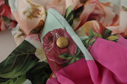 Chemisier Dolce & Gabbana multicolore à col lavallière, motif floral et patchwork