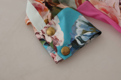Chemisier Dolce & Gabbana multicolore à col lavallière, motif floral et patchwork