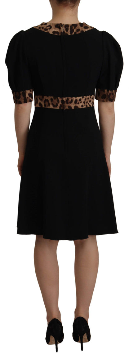 Robe Dolce & Gabbana noire léopard trapèze genou