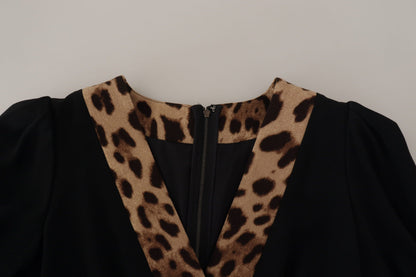 Robe Dolce & Gabbana noire léopard trapèze genou