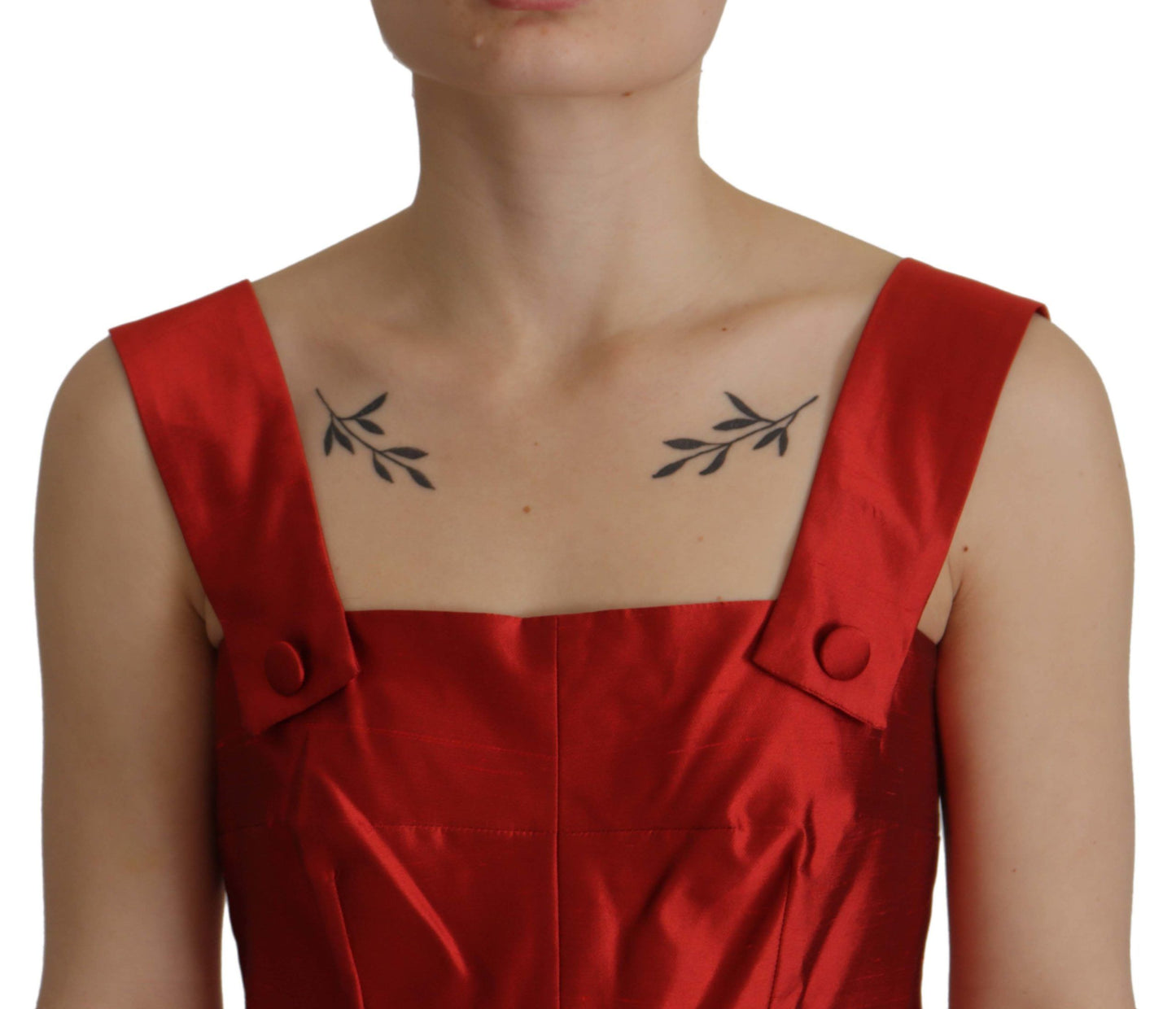 Robe Dolce & Gabbana en satin de soie plissée rouge évasée