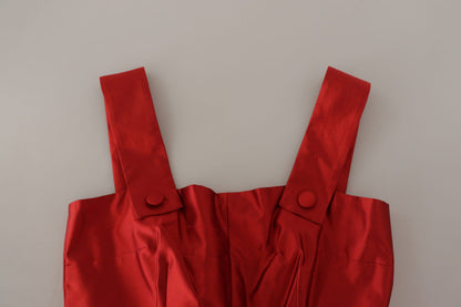 Robe Dolce & Gabbana en satin de soie plissée rouge évasée