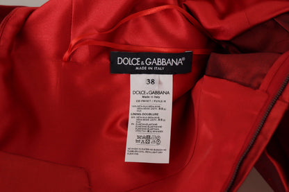 Robe Dolce & Gabbana en satin de soie plissée rouge évasée