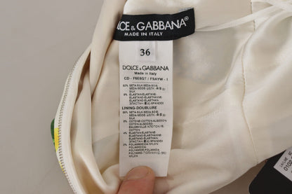 Dolce & Gabbana Fourreau midi en soie imprimé tournesols blancs