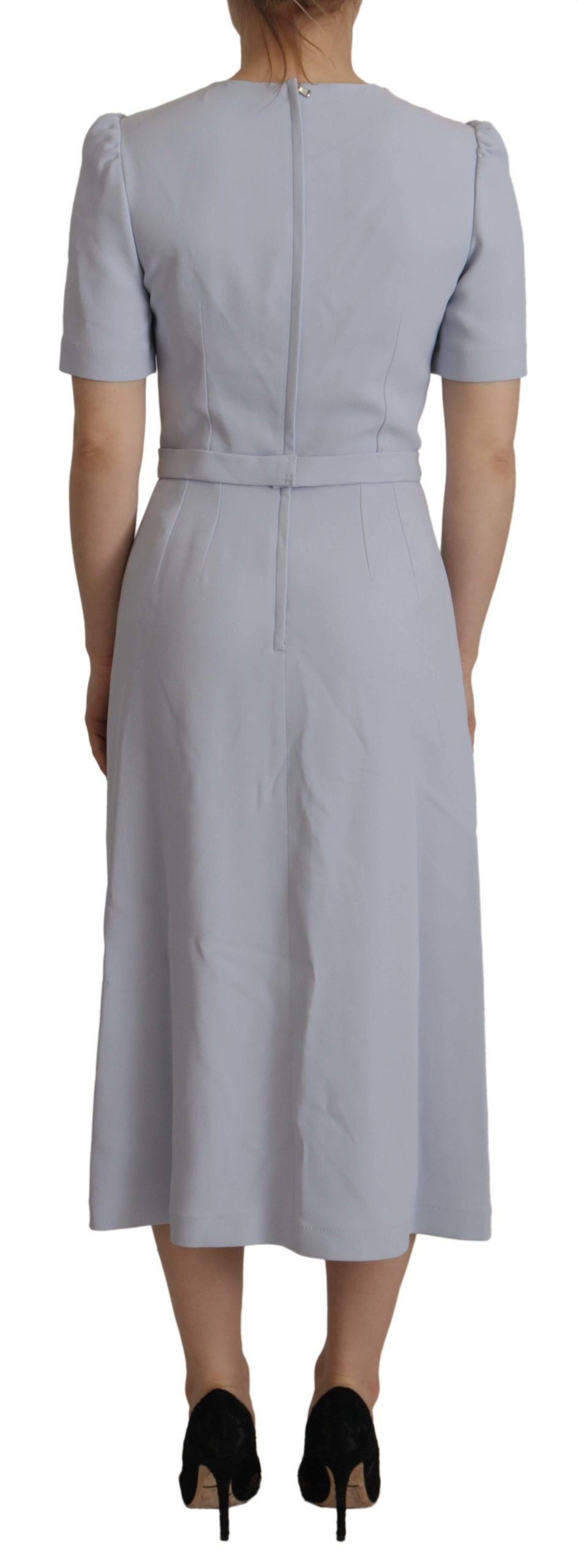 Robe midi Dolce & Gabbana en viscose bleue à appliqués floraux