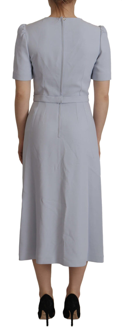 Robe midi Dolce & Gabbana en viscose bleue à appliqués floraux