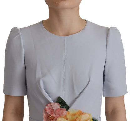 Robe midi Dolce & Gabbana en viscose bleue à appliqués floraux