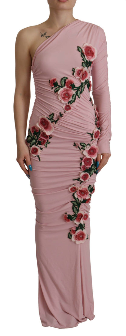 Robe asymétrique rose Dolce & Gabbana ornée de fleurs
