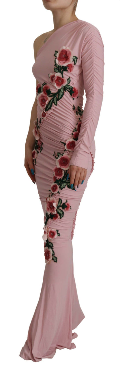 Robe asymétrique rose Dolce & Gabbana ornée de fleurs