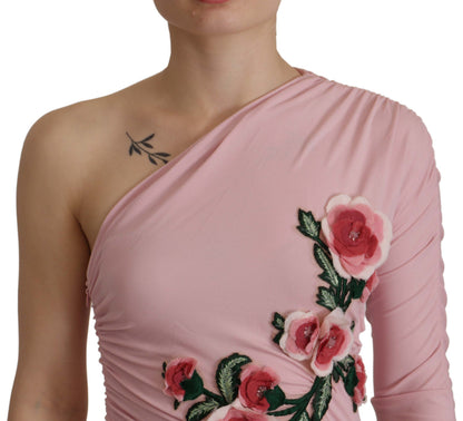 Robe asymétrique rose Dolce & Gabbana ornée de fleurs
