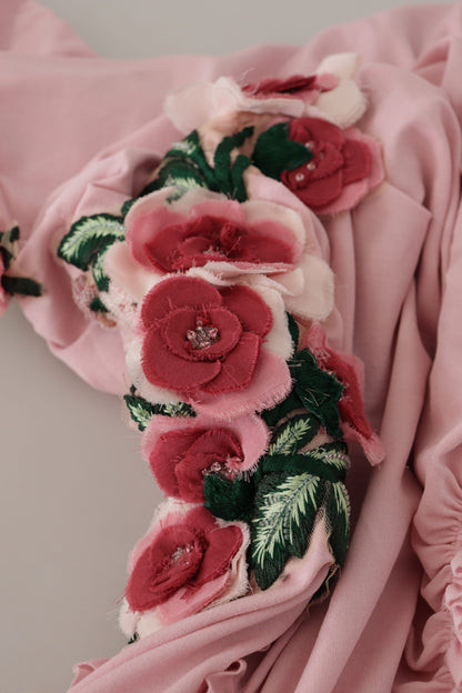 Robe asymétrique rose Dolce & Gabbana ornée de fleurs