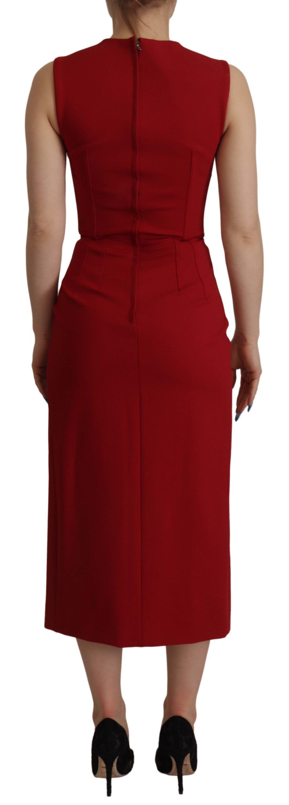 Robe Midi Fourreau Rouge Col Cœur Dolce & Gabbana