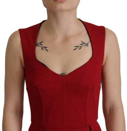 Robe Midi Fourreau Rouge Col Cœur Dolce & Gabbana