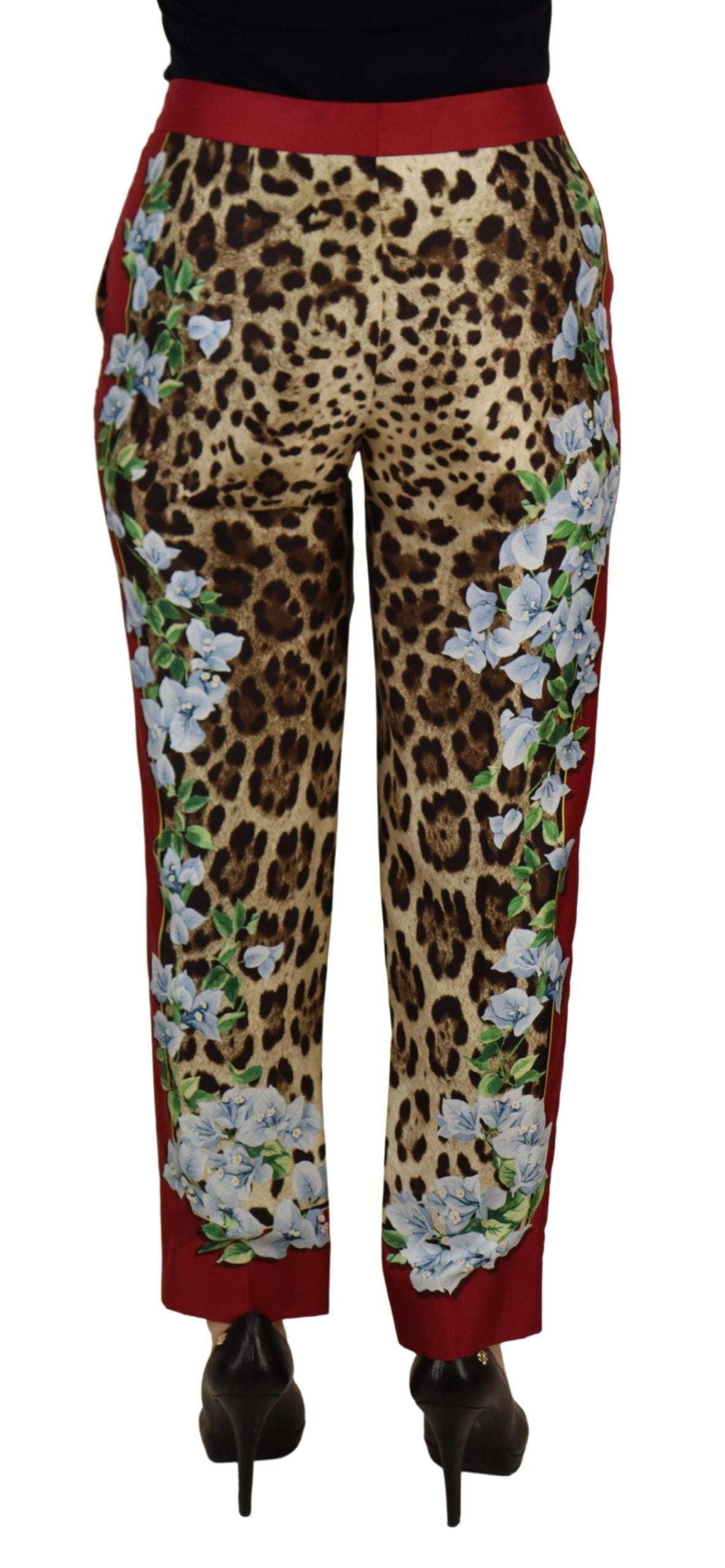 Pantalon taille mi-haute Dolce & Gabbana multicolore imprimé léopard Flora
