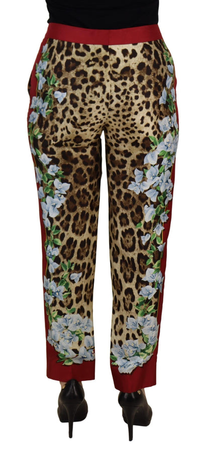 Pantalon taille mi-haute Dolce & Gabbana multicolore imprimé léopard Flora