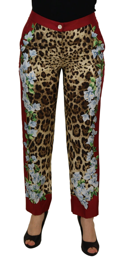 Pantalon taille mi-haute Dolce & Gabbana multicolore imprimé léopard Flora