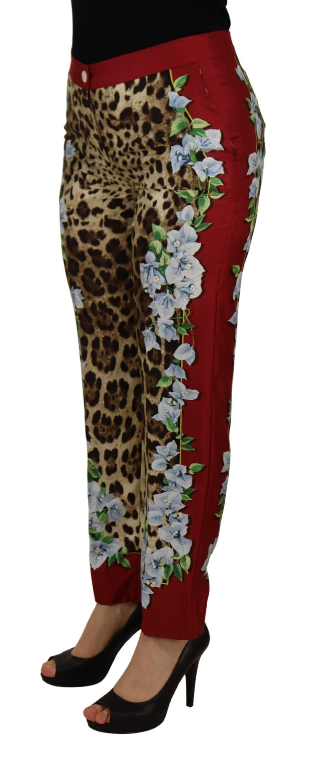 Pantalon taille mi-haute Dolce & Gabbana multicolore imprimé léopard Flora